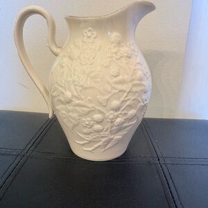 Lenox Cream Floral Ceramic Pitcher with 24K Gold Trim